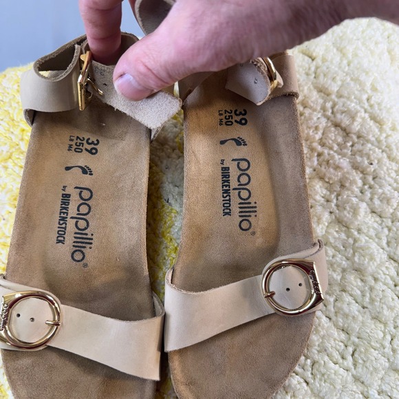 Papillio by Birkenstock Wedge Sandals Beige Buckle Cork Comfort Size 8.5 new wow - Picture 15 of 15